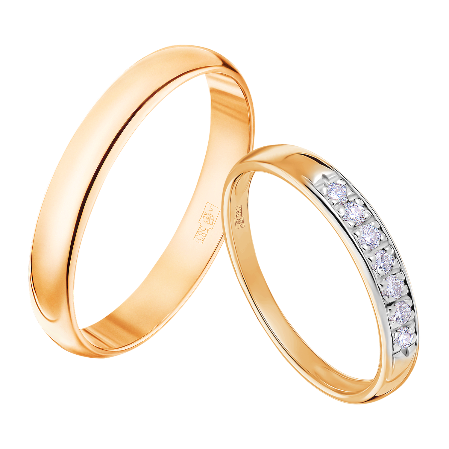 Парные обручальные кольца золотые арт. 1215053 и 802006300
