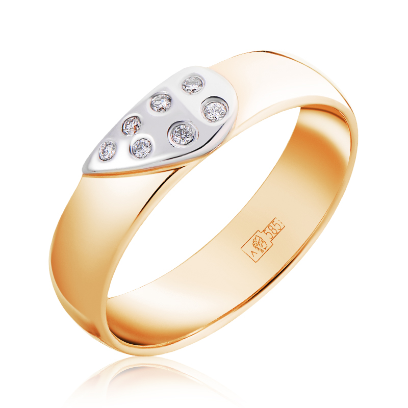 Кольцо обручальное золотое "Половина сердца" с бриллиантами арт. 3211551/7