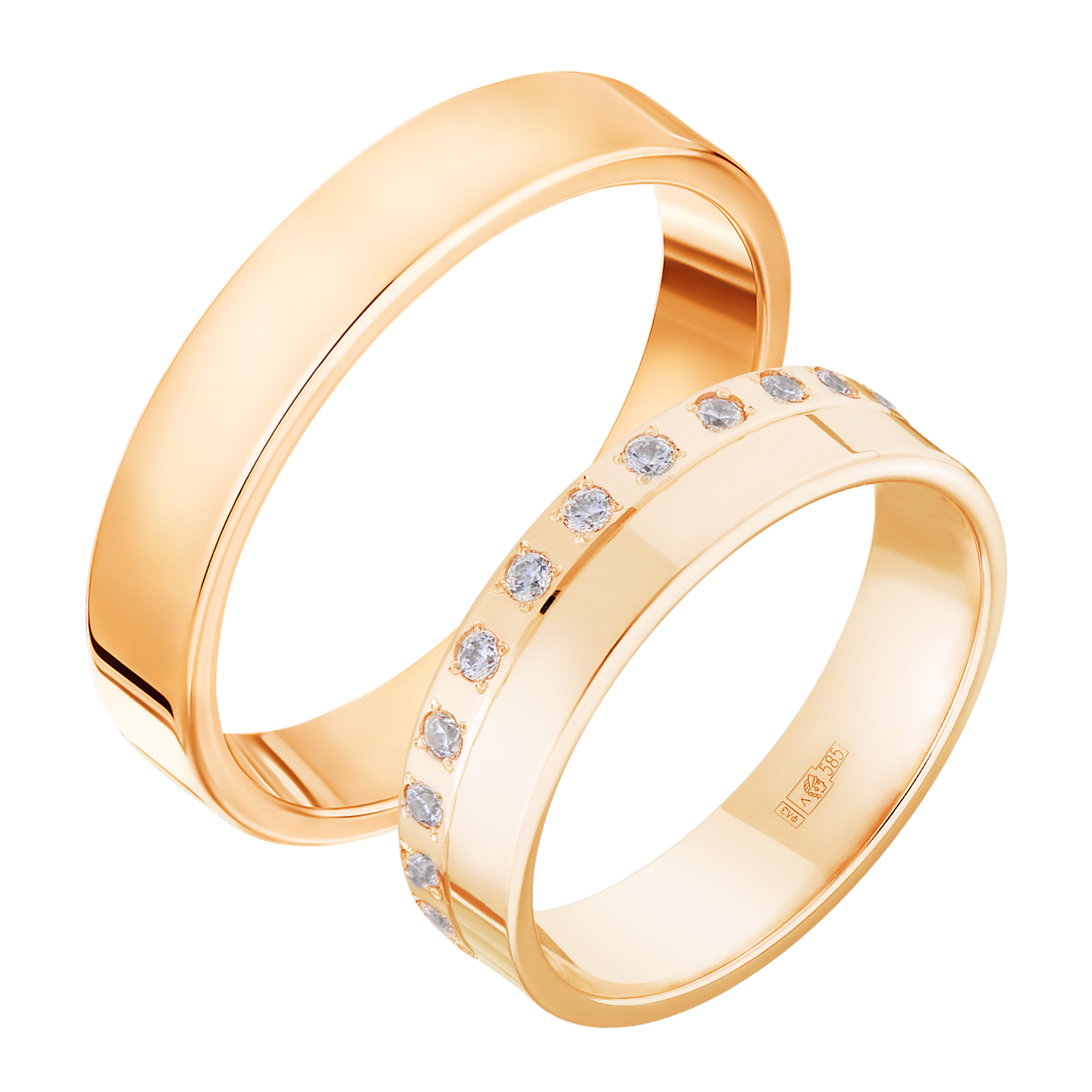 Парные обручальные кольца золотые арт. 200-000-308 и 201-240-860