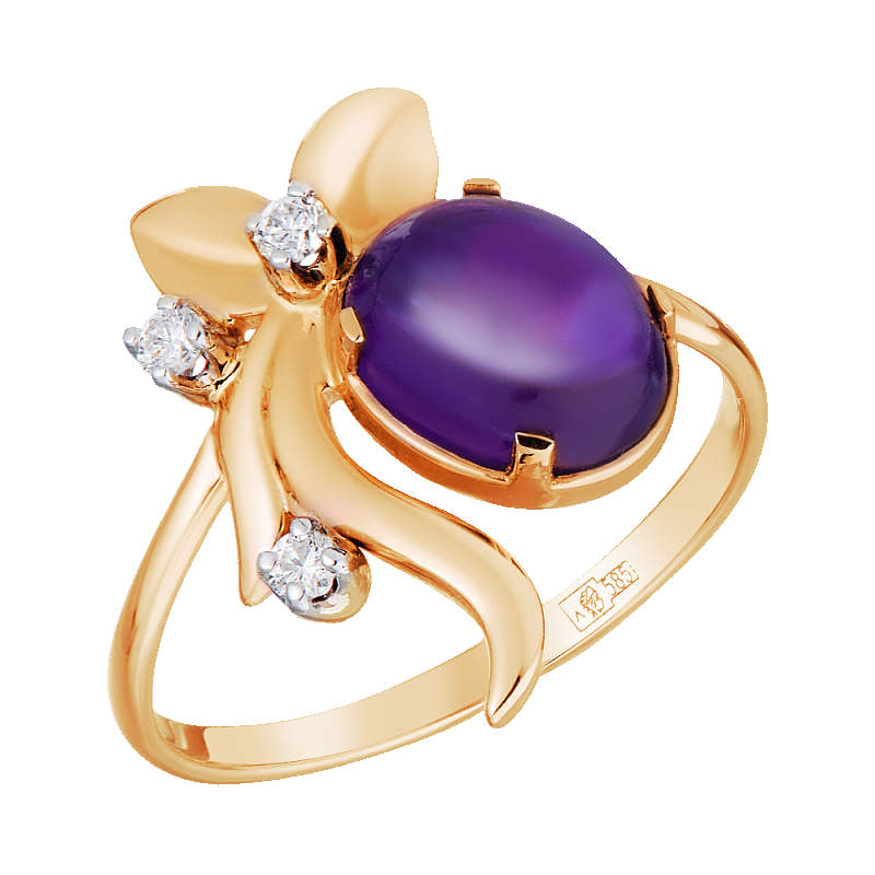 Кольцо золотое с бриллиантами и аметистом арт. 3211771а