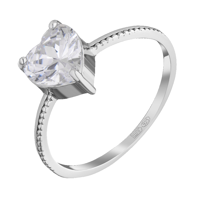 Кольцо серебряное с фианитом "Сердце" арт. 21110803/9