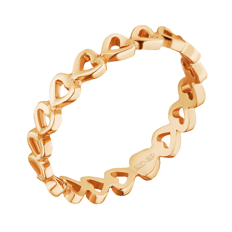 Кольцо серебряное в позолоте "Сердца" арт 20110272/9п