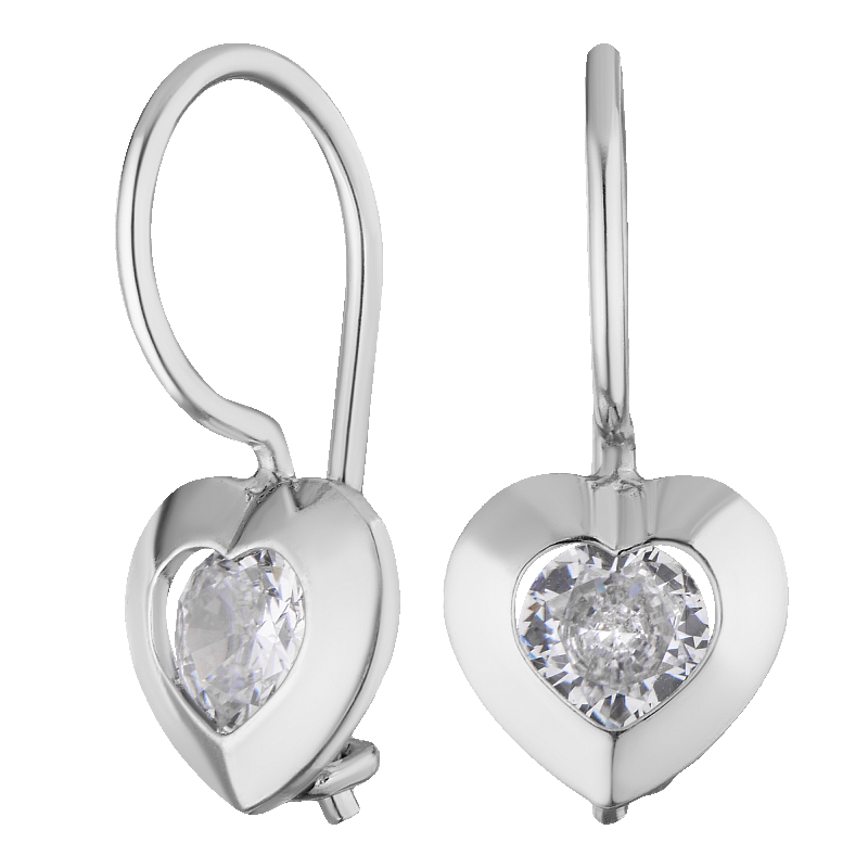 Серьги серебряные "Сердце" с фианитом арт. 2129453/9