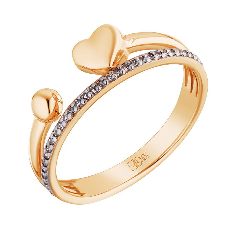 Кольцо золотое с бриллиантами "Сердце" арт. 12110828