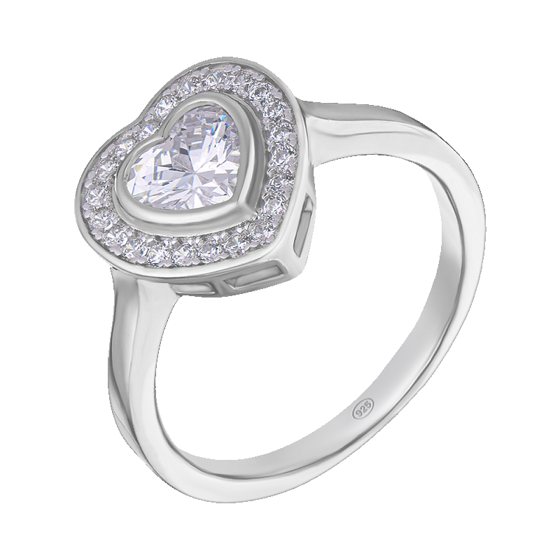 Кольцо серебряное "Сердце" с фианитами арт. R5921