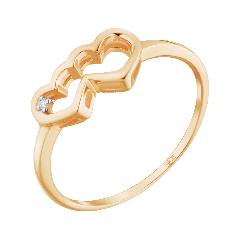 Кольцо золотое с бриллиантом "Сердца" арт. 12110330