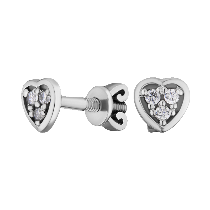 Серьги золотые с фианитами "Сердце" арт. 71210141