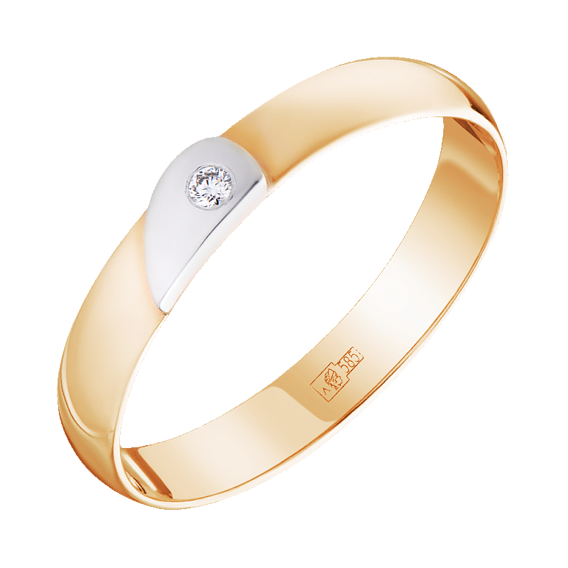Кольцо обручальное золотое "Половина сердца" с бриллиантом арт. 3211551/8