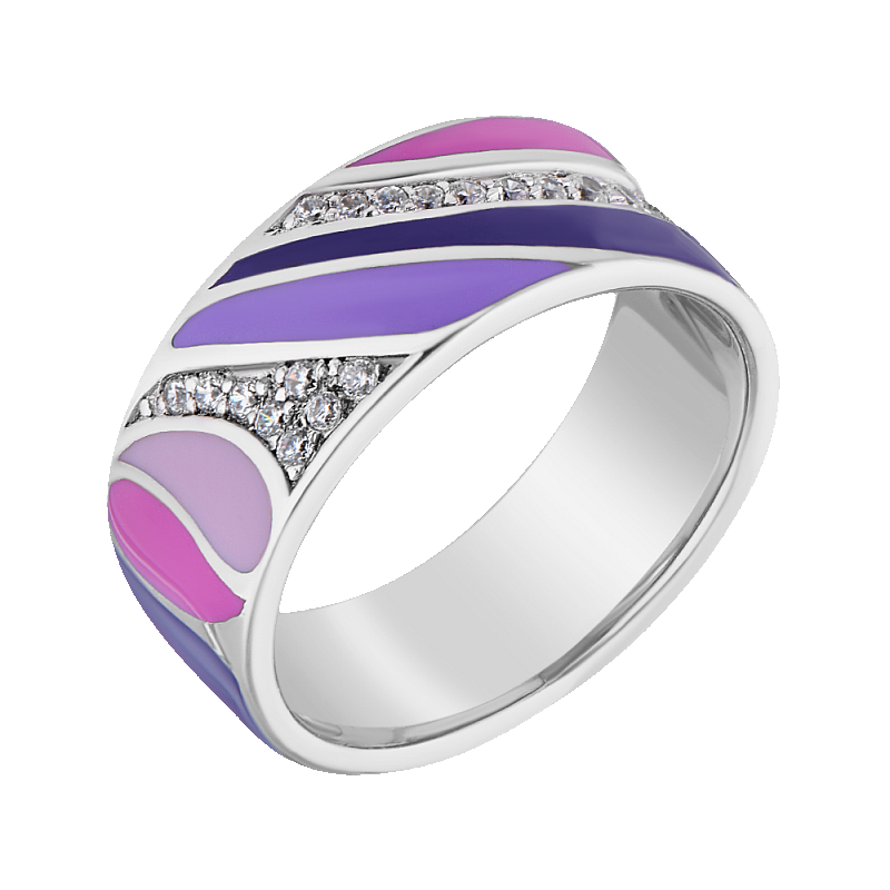 Кольцо серебряное с эмалью и фианитами арт. R303416ENA4