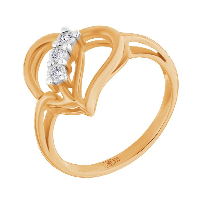 Кольцо золотое "Сердце" с бриллиантами арт. 3213782/9