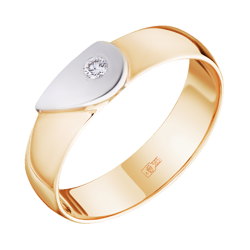 Кольцо обручальное золотое "Половина сердца" с бриллиантом арт. 3211551/9